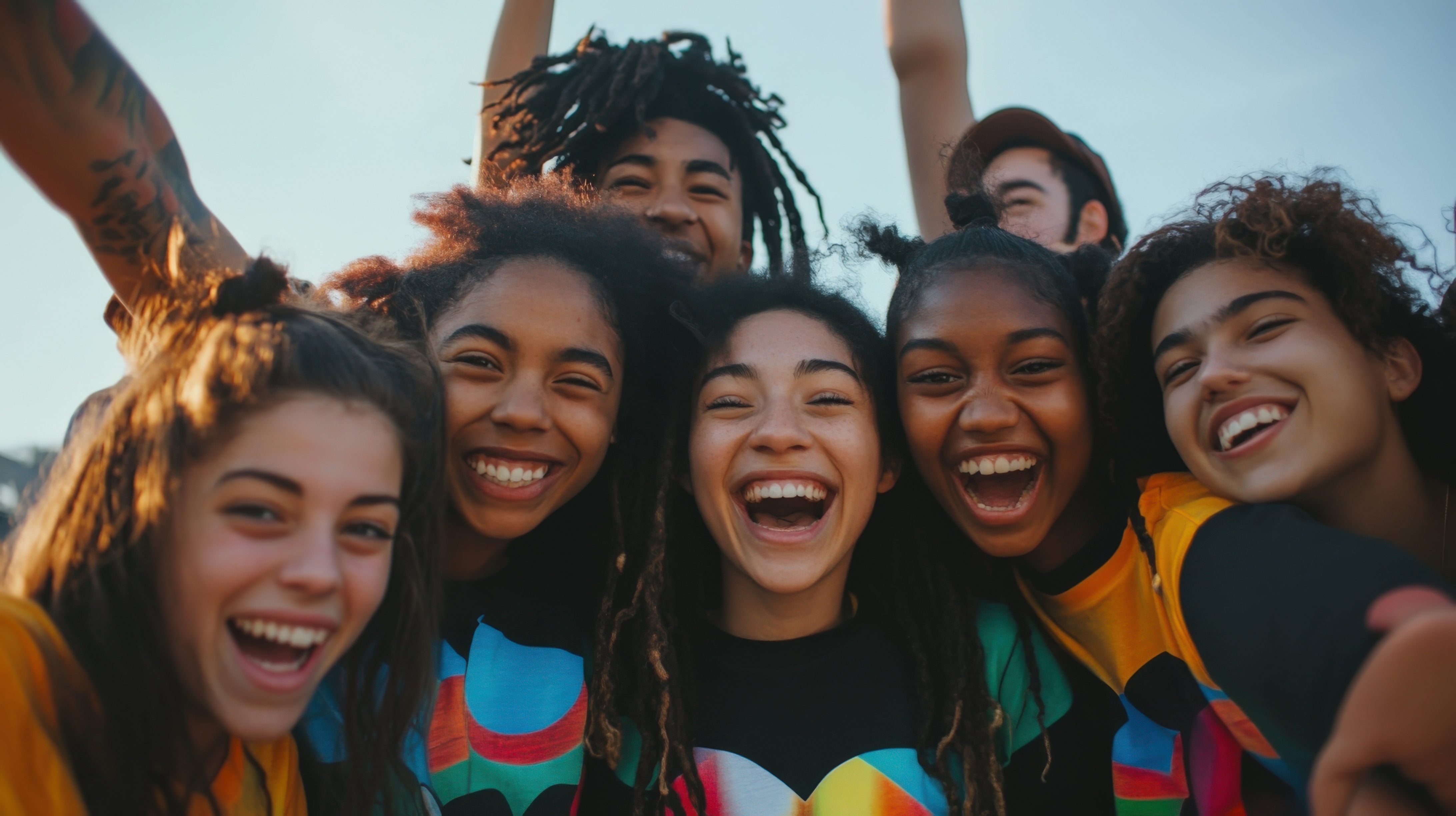 Young activists smiling and cheering for political event